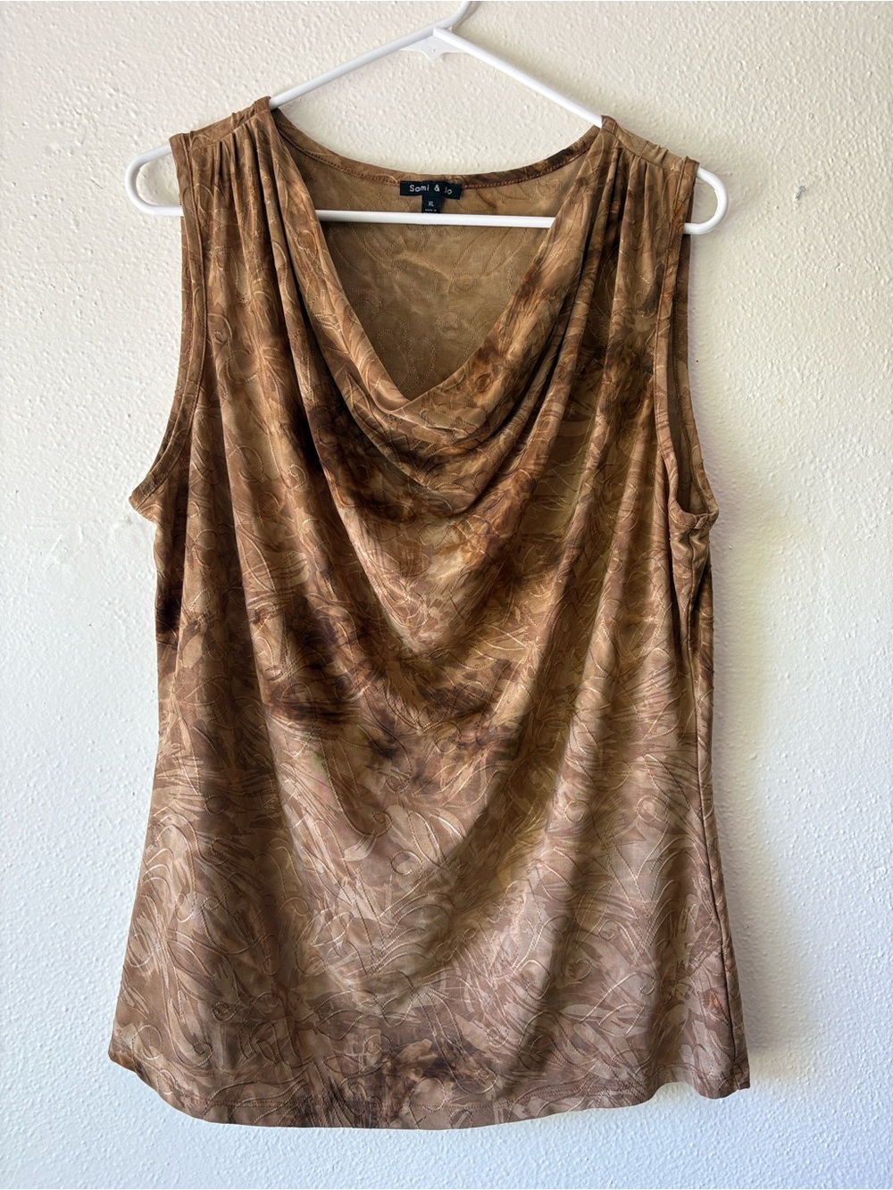 Sami & Jo Brown Sleeveless Cowl Neck Camisole
